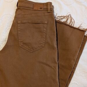 Women's AG Adriano Goldschmied Saige Wide Leg Crop Tan Jeans